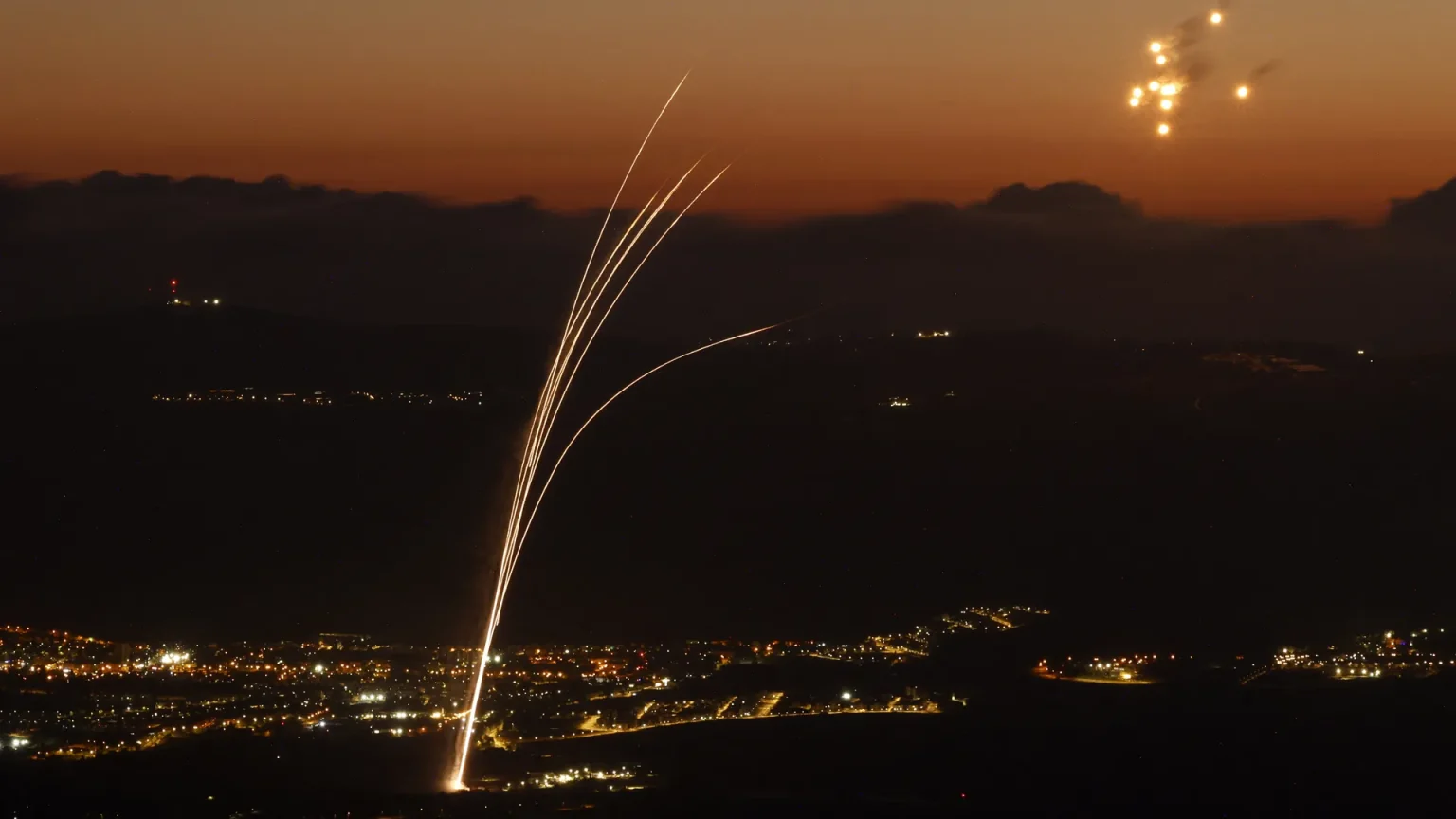 Hizbollah's rockets intercepted using the iron dome in Israel. Photo: Jalaa Marey/AFP via Getty Images