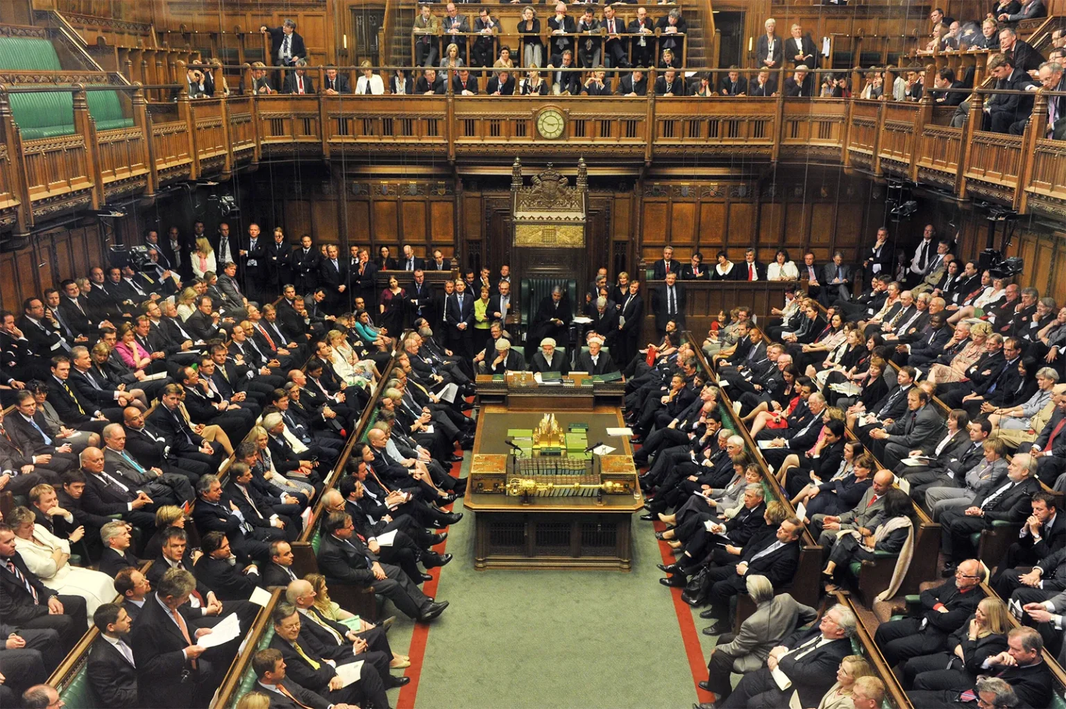 Chamber of the House of Commons in the Houses of Parliament, London.